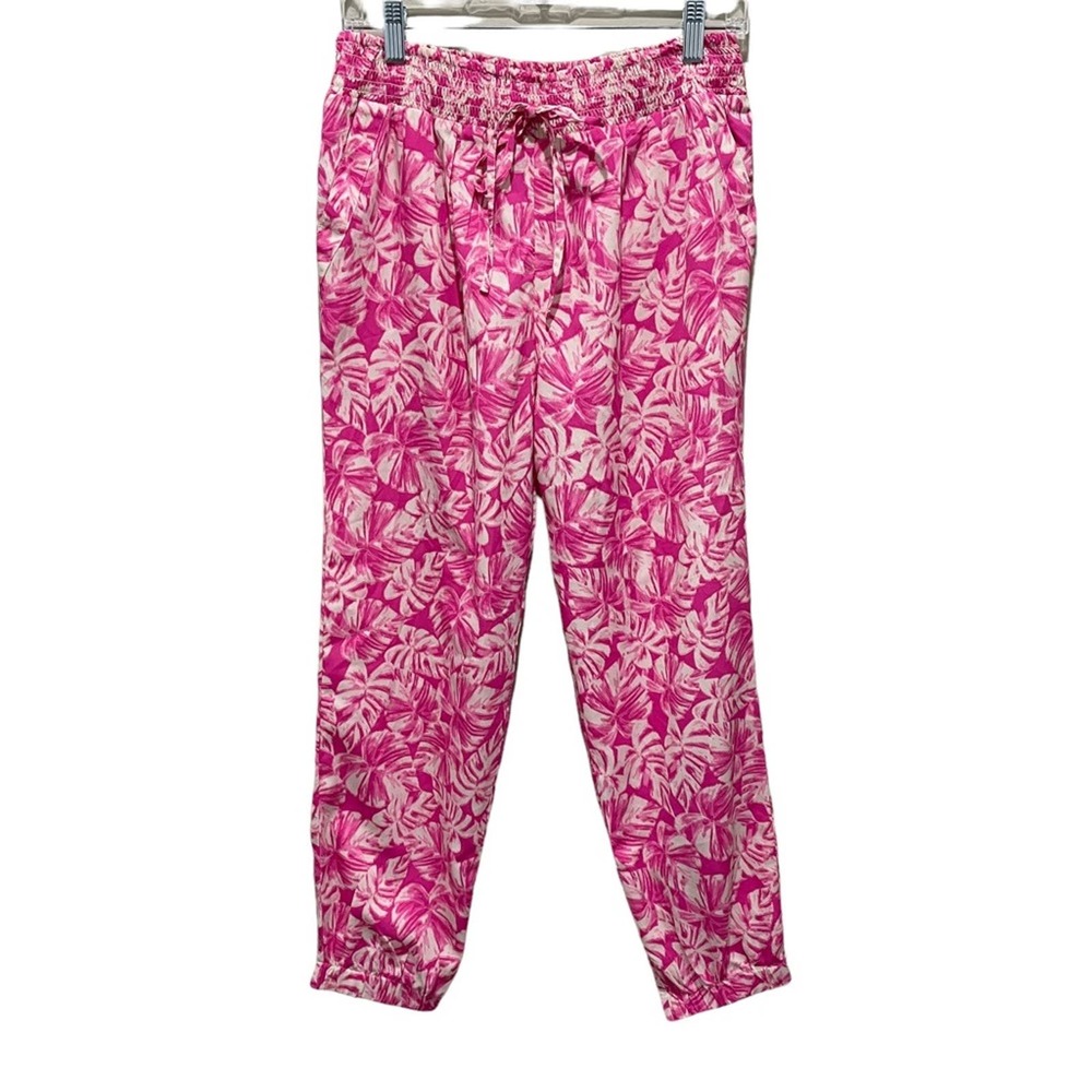 Amuse Tropical Print Pants Hot Pink Size Medium